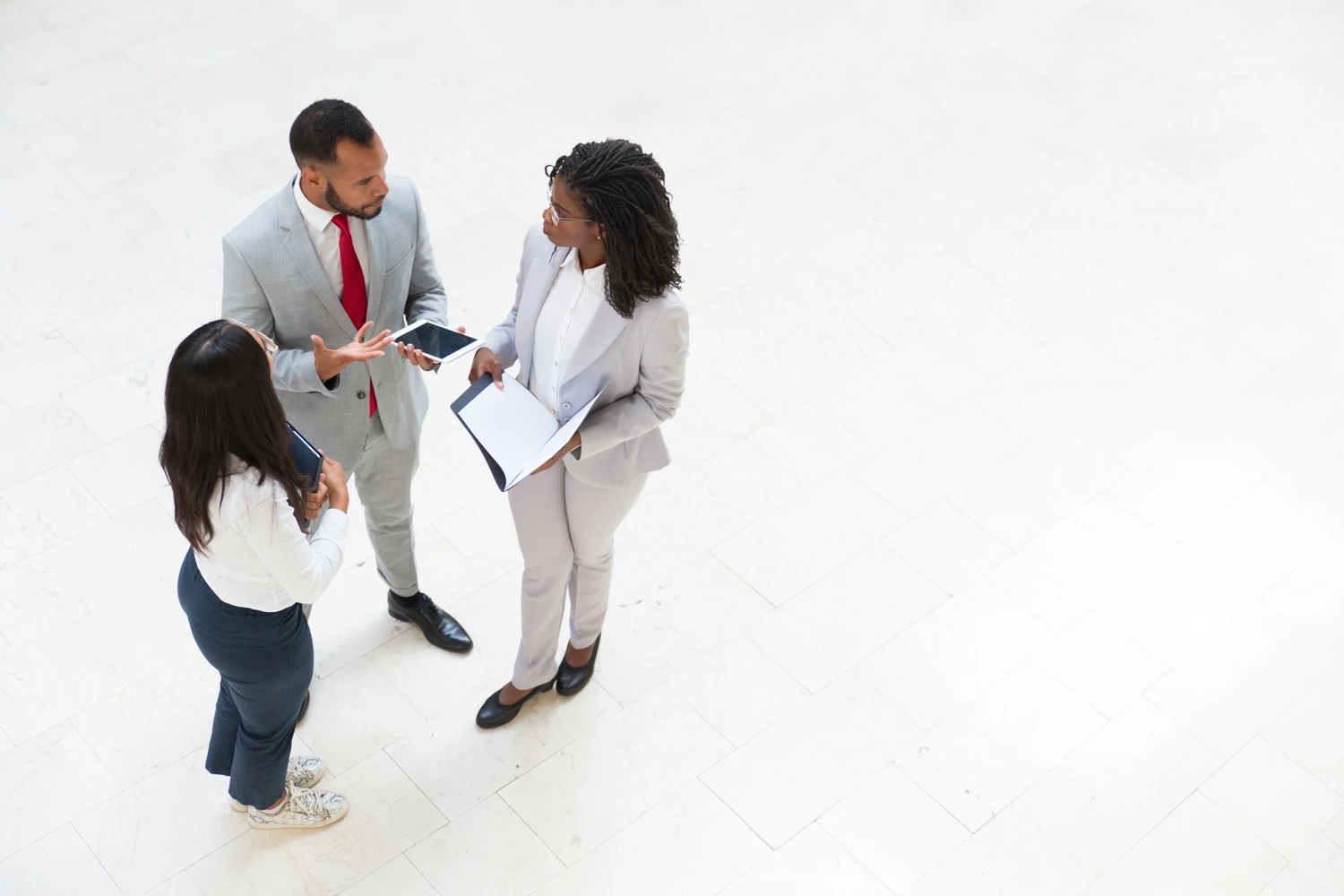 diverse business colleagues discussing work issues